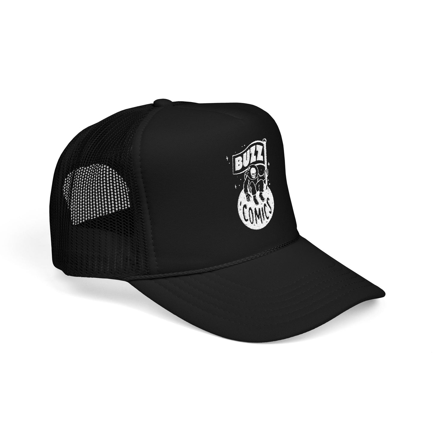 Buzz Comics Embroidered Trucker Hat - Black