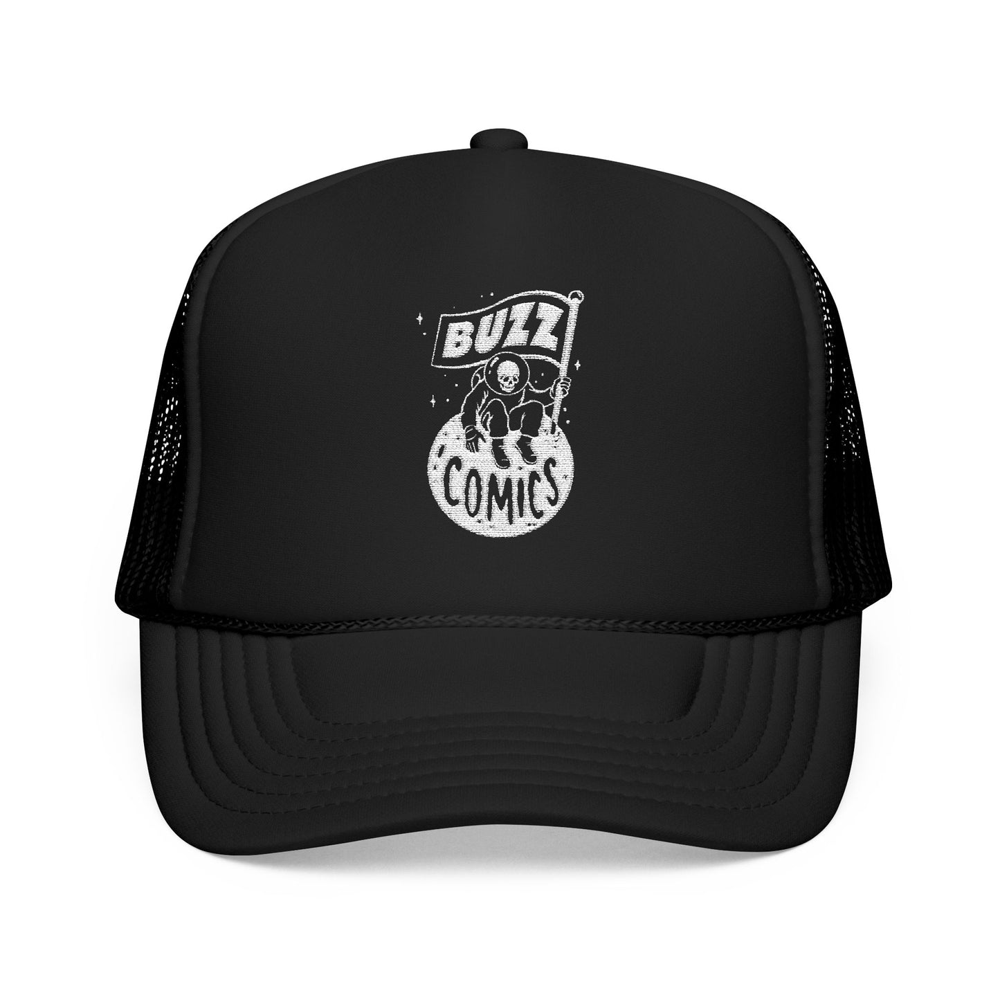 Buzz Comics Embroidered Trucker Hat - Black